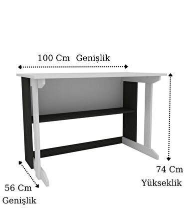 PilLar Raflı Çalışma Masası Antrasit & Beyaz