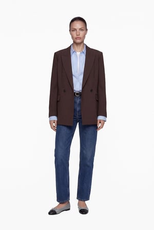 Kruvaze Oversize Vatkalı Blazer Ceket