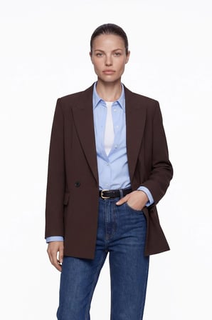 Kruvaze Oversize Vatkalı Blazer Ceket