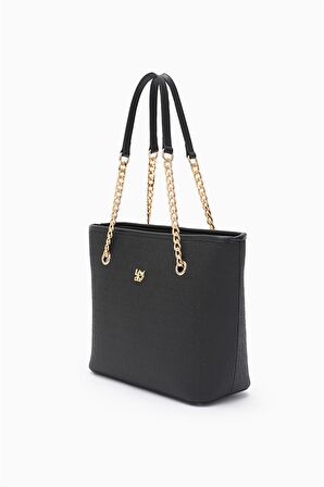 Levidor Monogram Baskılı Zincir Askılı Tote  Çanta - 0044C270