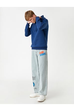 Basic Kapşonlu Sweatshirt Şardonlu