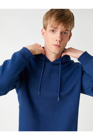 Basic Kapşonlu Sweatshirt Şardonlu
