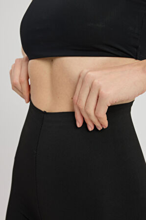 Toparlayıcı Lazer Kesim Yüksek Bel Boxer Şort Korse Siyah 