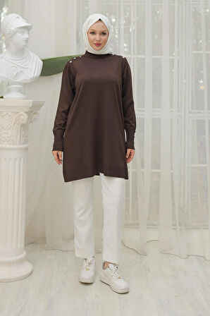 Armine TREND Triko Tunik Kahverengi 24KTD404