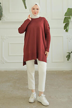 ARMİNE TREND Triko Tunik Bordo 24KTD407