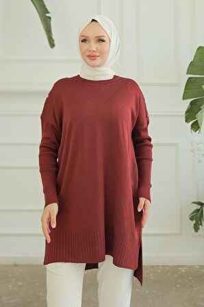 ARMİNE TREND Triko Tunik Bordo 24KTD407