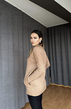 Degaje Yaka Triko Kazak Camel