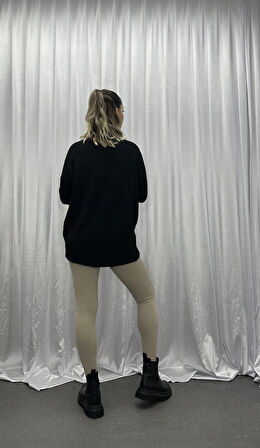 Lüx Kalite Oversize Basic Yumoş Kazak-Siyah