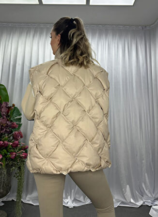 Puffer Oversize Yelek-Bej