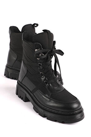 Kadın Bağcıklı Kar Botu Siyah