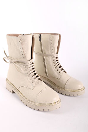 Kadın Hakiki Deri Postal Bej