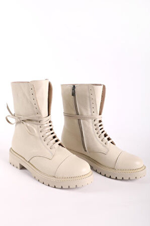 Kadın Hakiki Deri Postal Bej