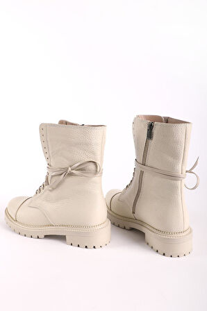 Kadın Hakiki Deri Postal Bej