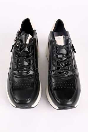 Kadın Dolgu Taban Bağcıklı Sneaker Siyah