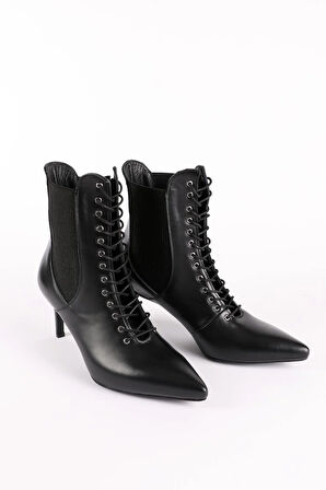 Kadın Hakiki Deri Klasik Bot Siyah