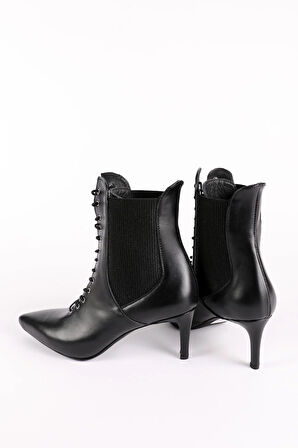 Kadın Hakiki Deri Klasik Bot Siyah