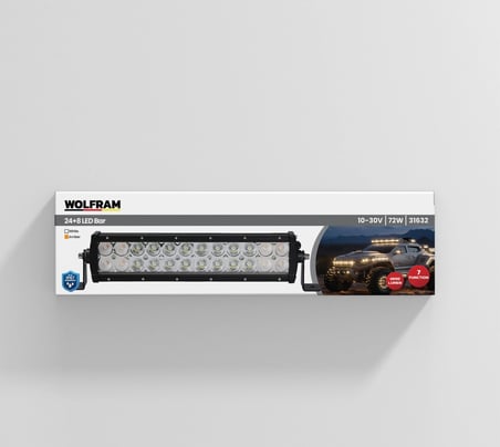 Led Bar Beyaz Işık + Amber Işık 7 Fonksiyon Çakarlı 32 cm 12/24V E-Belgeli 72W - WOLFRAM 31632