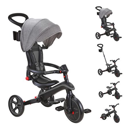 Globber Explorer 4in1 Katlanabilir Bisiklet - Siyah/Gri