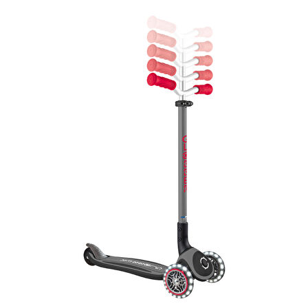 Globber Master Işıklı Katlanabilir Scooter - Kırmızı / Siyah