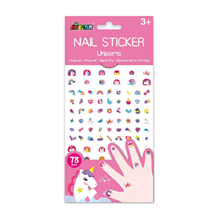 Avenir Simli Tırnak Çıkartmaları - Unicorns