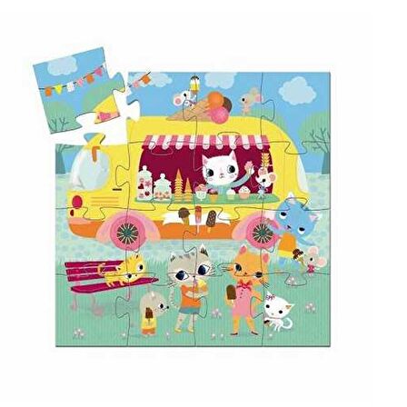 Djeco Dekoratif Puzzle 16 Parça - Ice Cream Truck