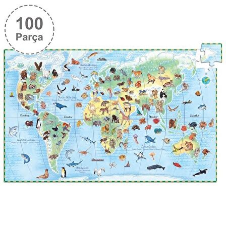 Djeco Klasik Puzzle 100 Parça - World's Animals