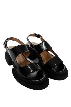 Lassi Kadın Sandalet - Siyah Rugan