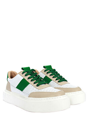 Kadde Kadın Ayakkabı - Yeşil-Bej-Beyaz