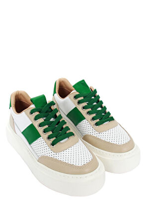 Kadde Kadın Ayakkabı - Yeşil-Bej-Beyaz