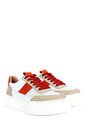 Kadde Kadın Ayakkabı - Turuncu-Bej-Beyaz