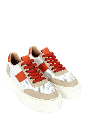 Kadde Kadın Ayakkabı - Turuncu-Bej-Beyaz