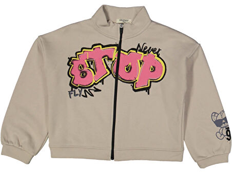 KIZ 6/9 YAŞ STOP BASKILI FERMUARLI SWEAT HIRKA