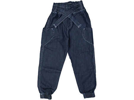 KIZ 3/7 YAŞ KALP CEPLİ LASTİKLİ KOT PANTOLON 