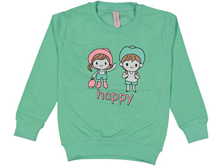 KIZ 3/7 YAŞ HAPPY ARKADAŞ BASKILI SWEAT 