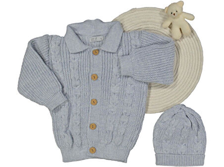 UNISEX 1/3 YAŞ ŞAPKALI SAÇ ÖRGÜ TRİKO HIRKA