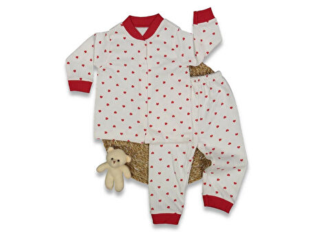 KIZ 1/3 YAŞ RAPORLU BEBE YAKA KALPLİ ÇITÇITLI PİJAMA TAKIM
