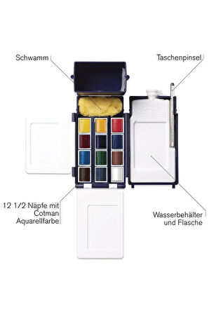 Winsor Newton Winsor & Newton Cotman Field Box 12 Renk 1/2 Sulu Boya