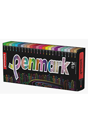 Penmark  MASAÜSTÜ STANTLI 24 ADET FOSFORLU KALEM-PENMARK-6SİM-6PASTEL-6NEON-6TROPİK