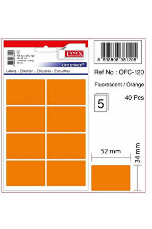 Tanex Ofc-120 Flo Turuncu Ofis Etiketi