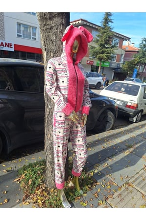 Sude Polar Şapkalı Tulum Pjama Takım