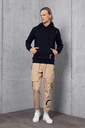 Turkuaz Bağcık Aksesuarlı Kapüşonlu Sweatshirt