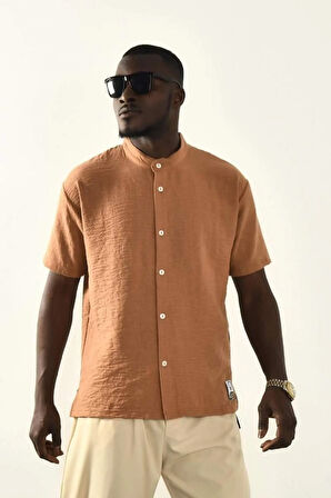 Siyah Düğmeli Basic Keten Gömlek