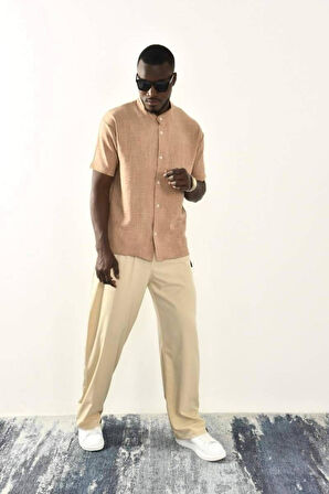 Siyah Düğmeli Basic Keten Gömlek