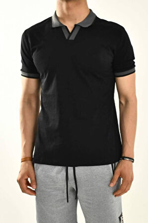 Siyah Polo Yaka T-shirt 12729