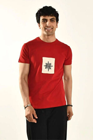Bebe Mavisi İşleme Detaylı Bisiklet Yaka T-shirt