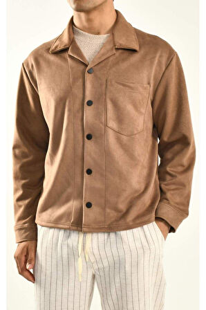 Taba Süet Dokulu Çıt Çıt Kapamalı Ceket