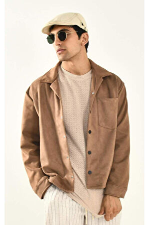 Taba Süet Dokulu Çıt Çıt Kapamalı Ceket