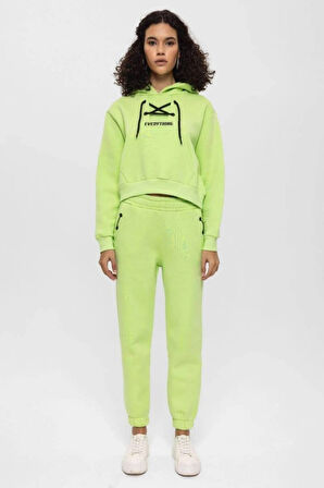 Yeşil Bağcık Yaka Detay Eşofman Takımı