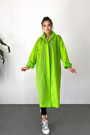 Unisex Yağmurluk Kapüşonlu Çıtçıtlı Eva Yeşil Yağmurluk M21MRC881R12