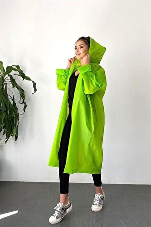 By Marine Unisex Yagmurluk Kapüsonlu Çitçitli Eva Yesil Yagmurluk BYMMRC881R12